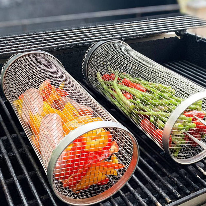 Grill Master Stainless Steel Wire Mesh Cylinder Product - UzoShop -BBQ Grilling Baskets -BBQ Net Tube - Camping